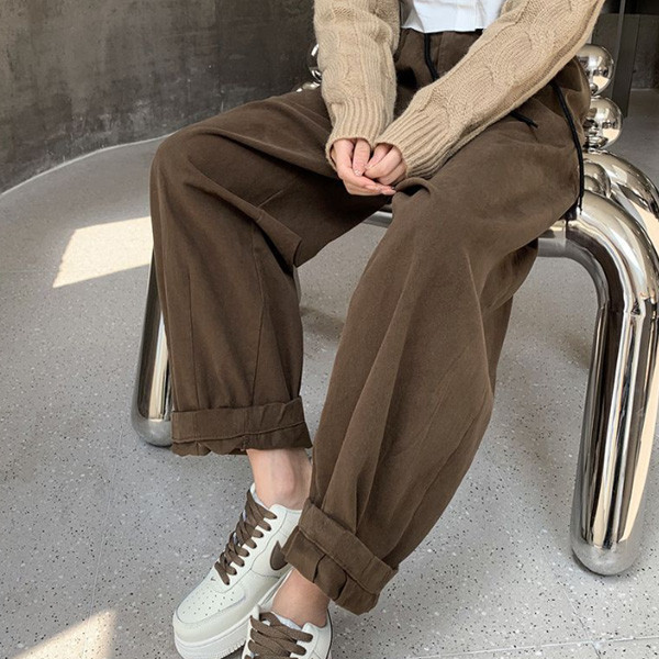 ALORA 工裝感鬆緊腰哈倫褲 