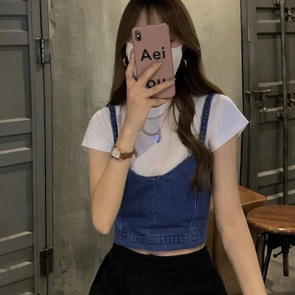 ALORA 牛仔吊帶馬甲背心 