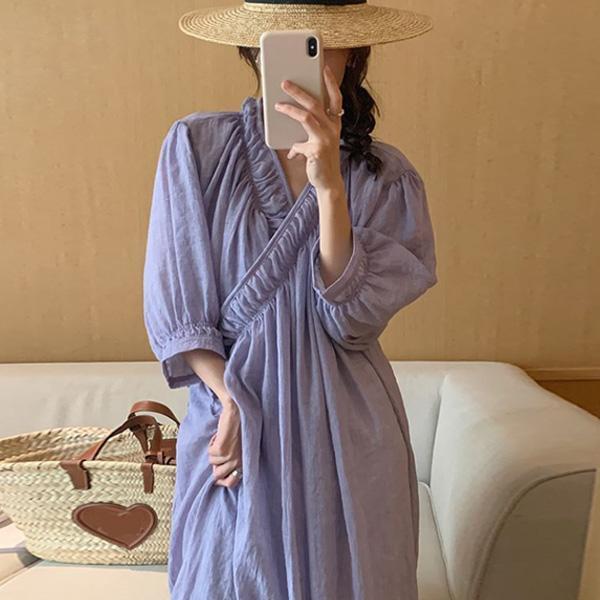 ALORA 浪漫女神~V領綁帶洋裝 