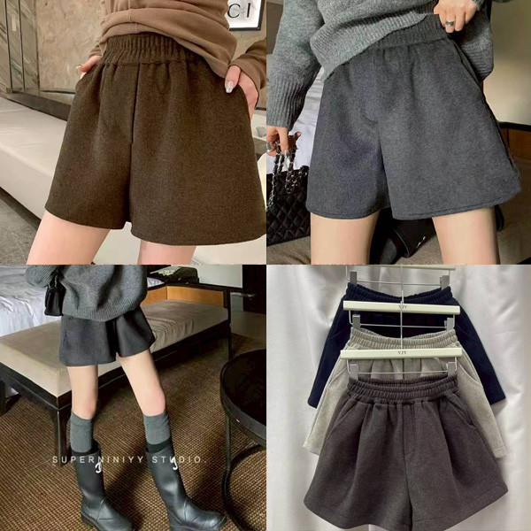 ALORA 秋冬必備毛呢闊腿短褲 