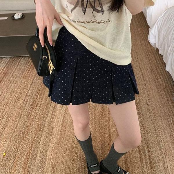 ALORA 波點百褶短裙 