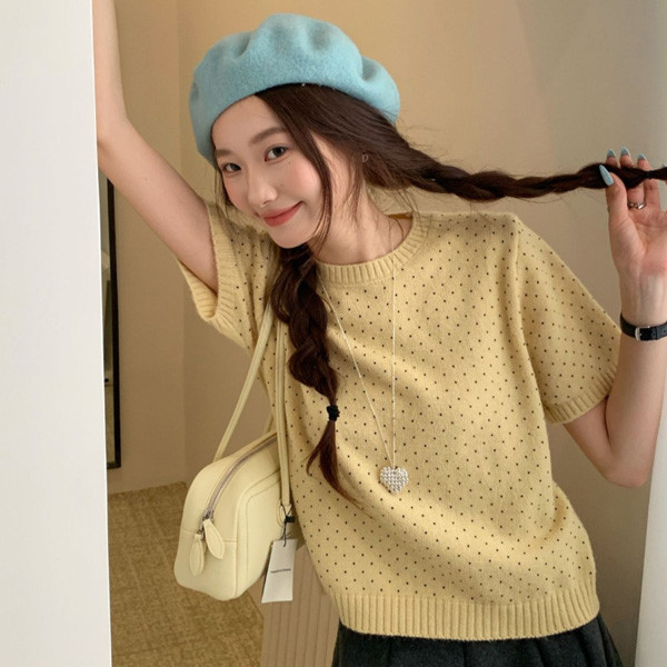 ALORA 超甜!小波點點短袖針織 