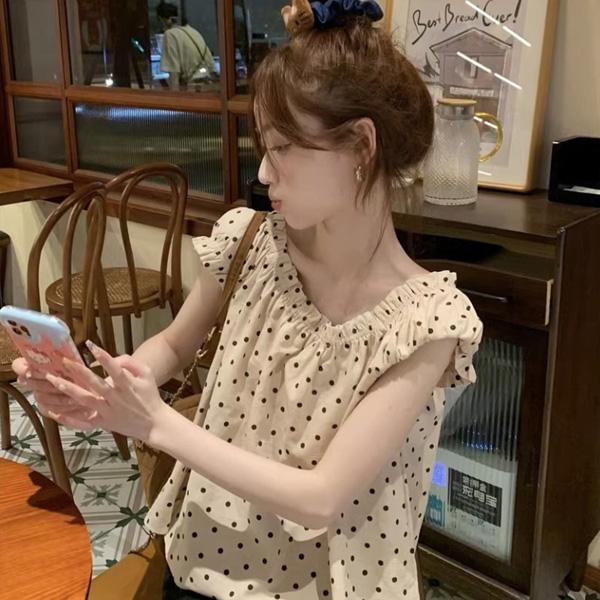 ALORA 圓點點抓皺敢露肩上衣 