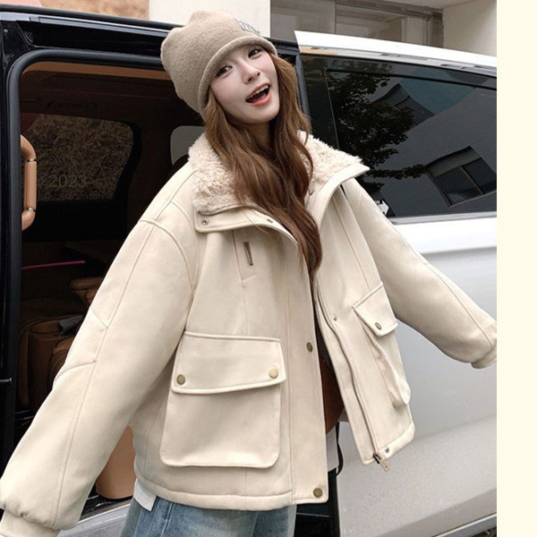 ALORA工裝加絨加厚皮毛一體外套 