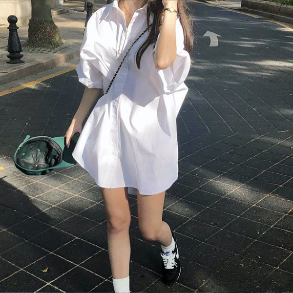ALORA 隨興純色蓋屁屁襯衫 