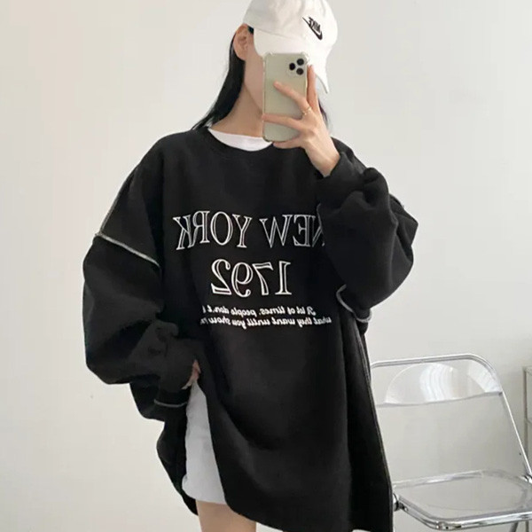 ALORA 1792線條感大版加絨長T 