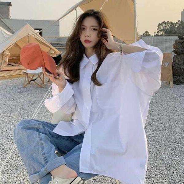 ALORA 男友衣服oversize長袖襯衫 