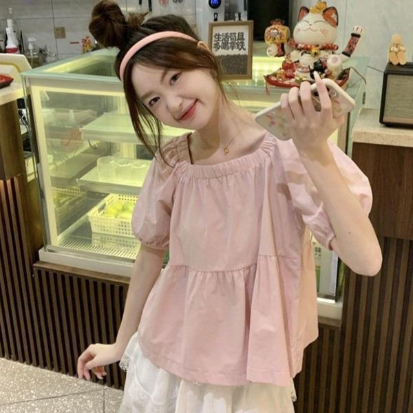 ALORA 粉嫩系方領娃娃裝上衣 