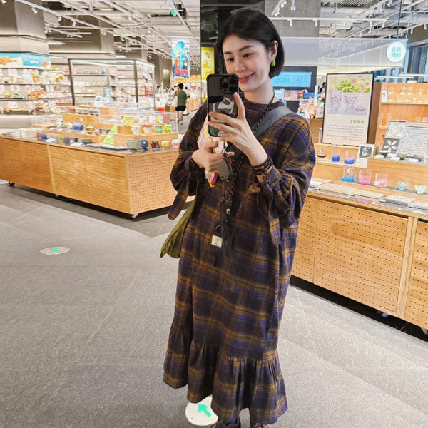 ALORA 輕熟格紋魚尾洋裝 