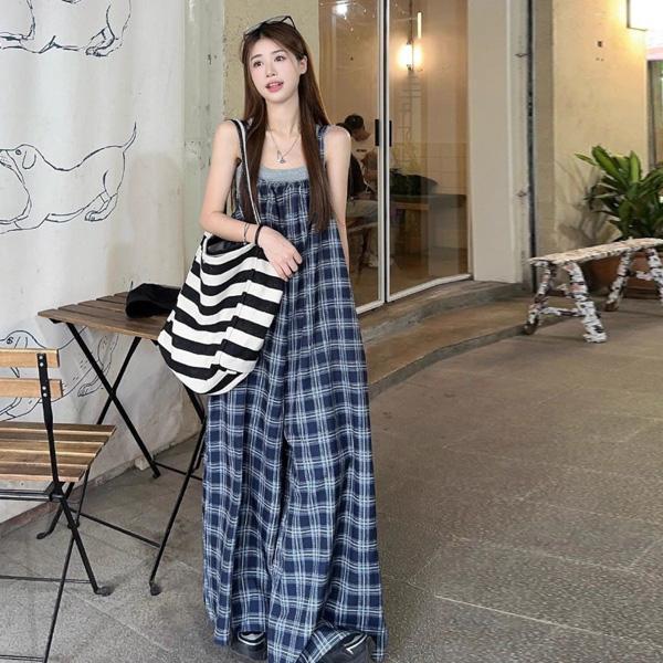 ALORA 自在lazy格紋連身褲 