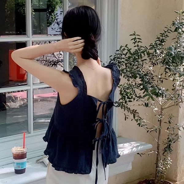 ALORA 午後時光木耳邊綁帶上衣 