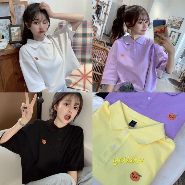 ALORA 小橘子印花POLO領上衣 