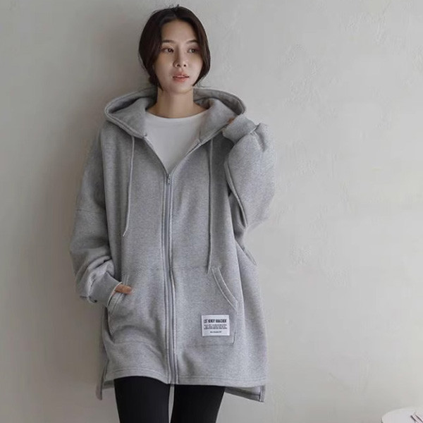 ALORA 小白標加絨大版連帽外套 