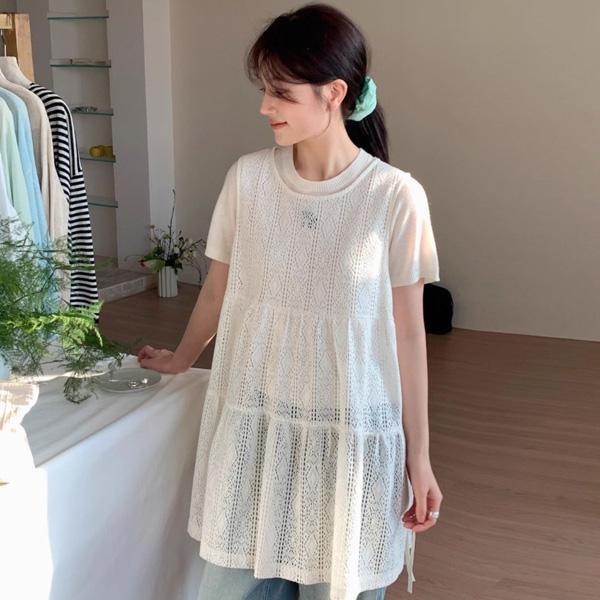 ALORA 側邊綁帶簍空背心罩衫 