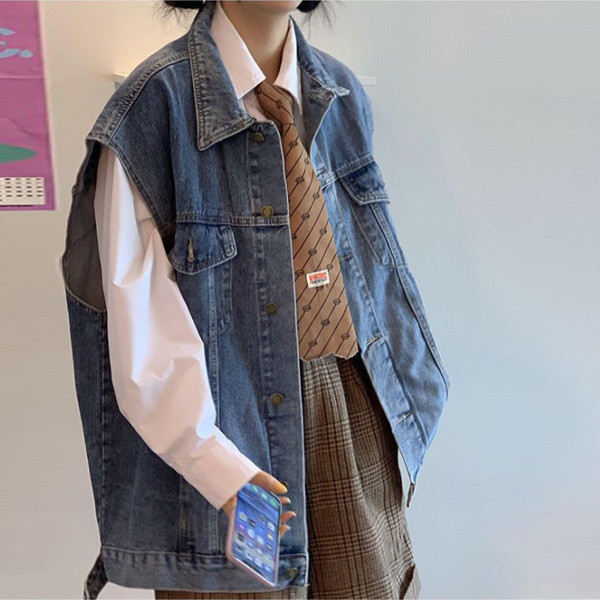 ALORA BF風牛仔馬甲背心 