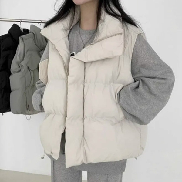 ALORA 翻領拉鍊大口袋背心馬甲 