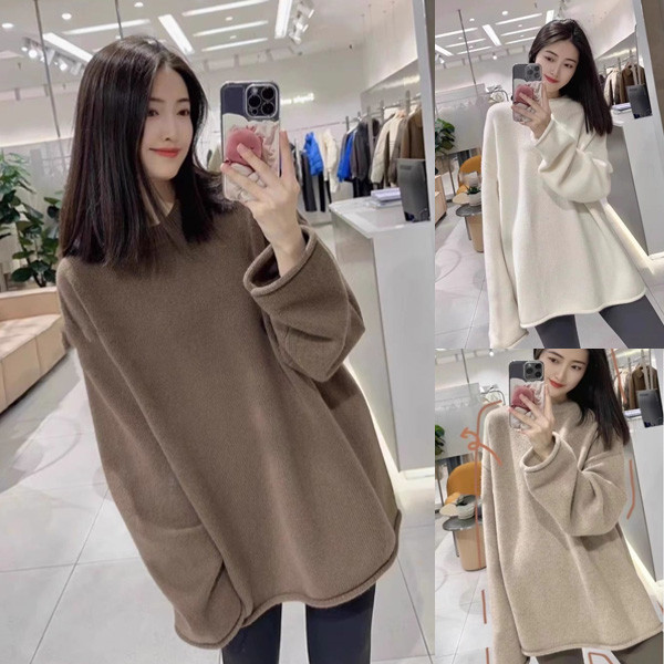 ALORA 秋冬暖色調捲邊針織毛衣 