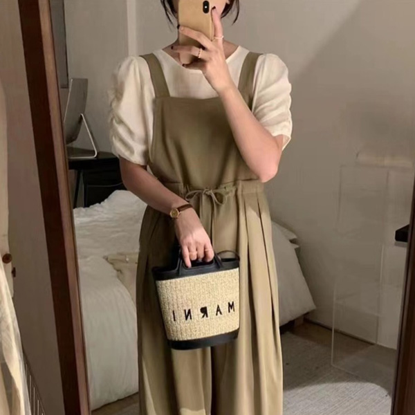 ALORA 小假期質感抽繩連身褲 