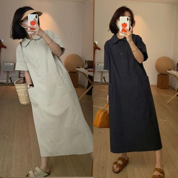 ALORA 無印風娃娃領洋裝 