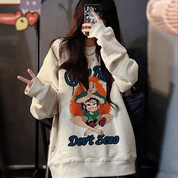 ALORA 兩個小孩印花大學T 