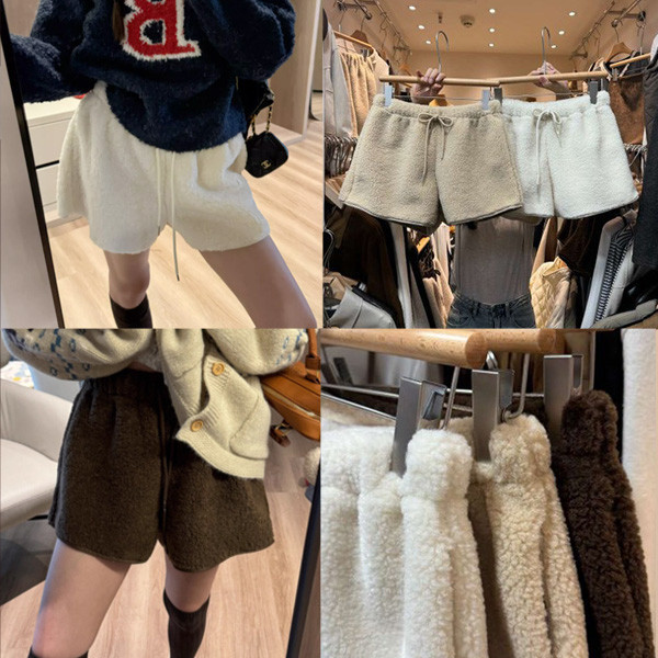 ALORA 毛毛羊羔毛短褲 