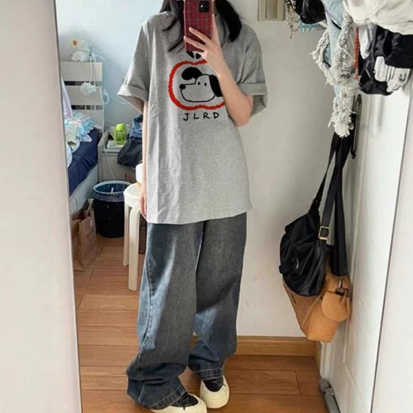 ALORA 蘋果狗狗印花短T 