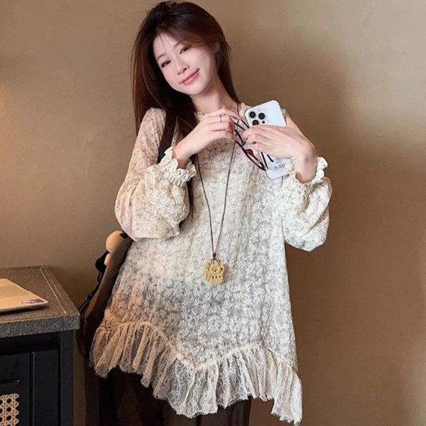 ALORA 透色緹花蕾絲上衣 