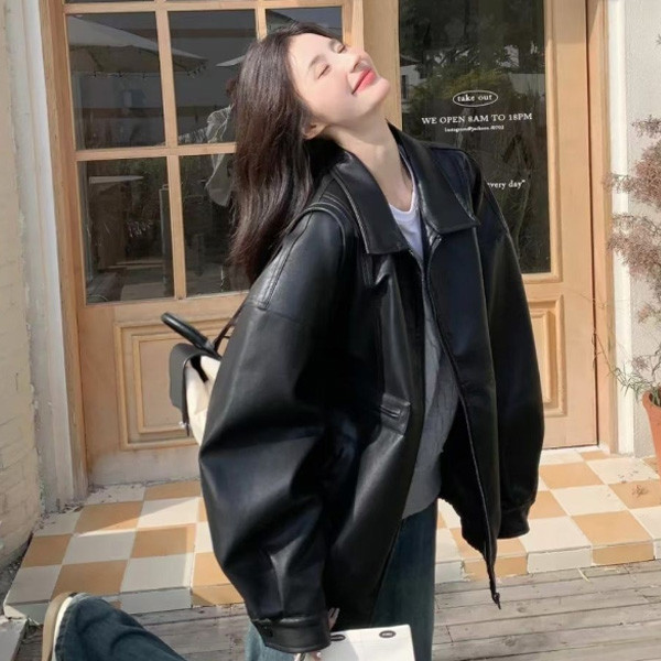 ALORA 廓板機車皮衣外套 