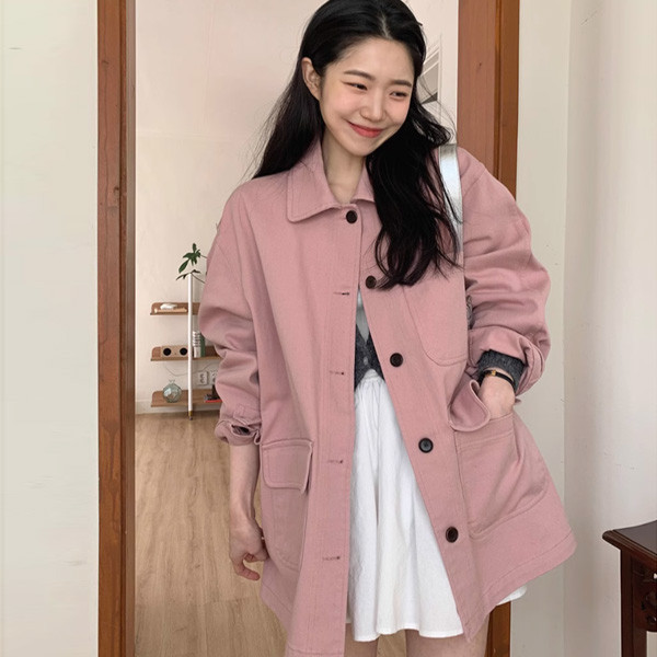 ALORA 俏皮粉色夾克襯衫外套 
