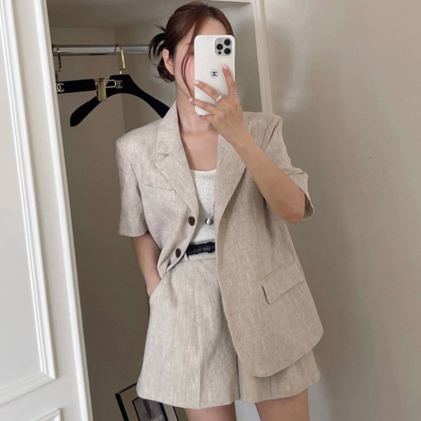 ALORA 棉麻西裝兩件式套裝 