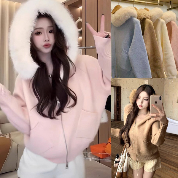 ALORA 冬日療癒系毛領針織外套 