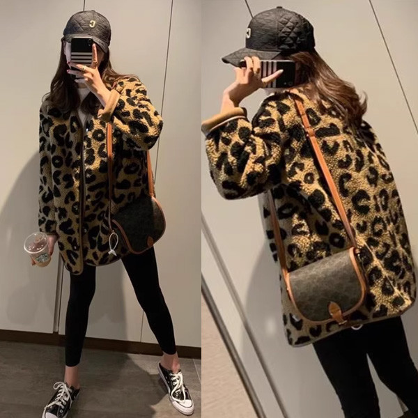 ALORA 爆款豹紋皮毛一體Q毛外套 