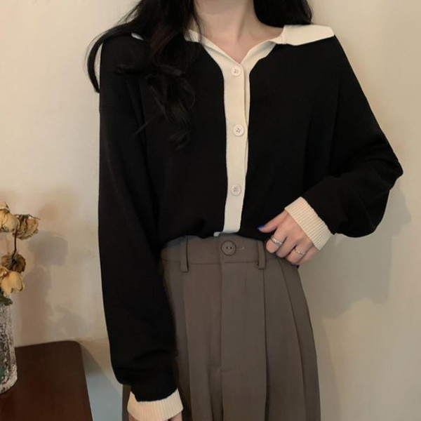 ALORA 滾邊小香開扣針織外套 