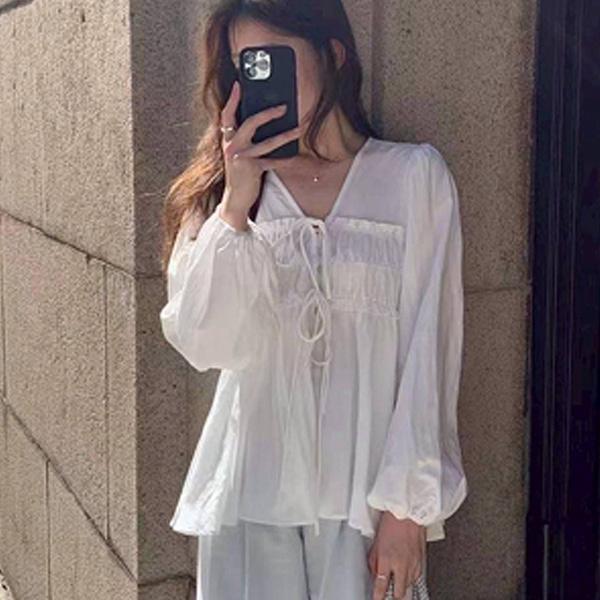 ALORA 仙女感綁帶氣質上衣 