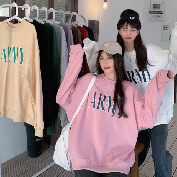 ALORA 英文ARMY寬鬆大學T 