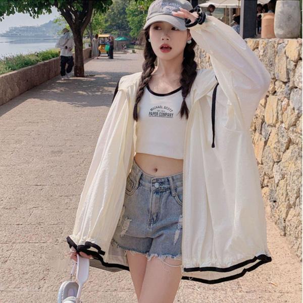 ALORA 滾黑邊寬鬆連帽外套 