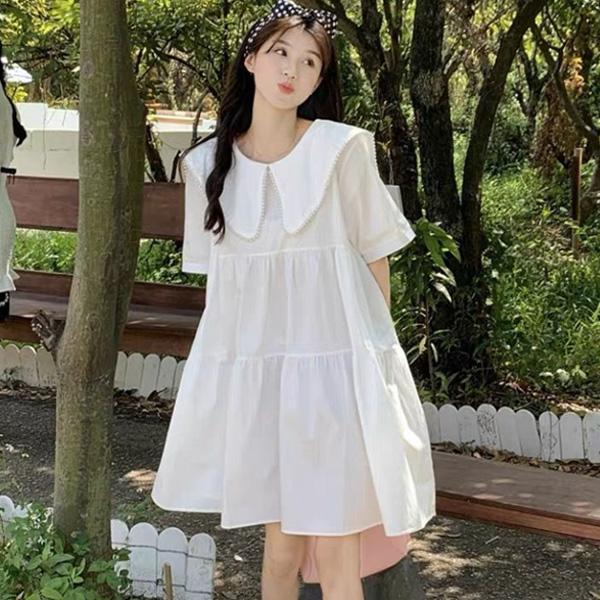 ALORA 潔白翻領蛋糕洋裝 
