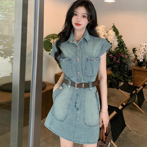 ALORA 個性!牛仔襯衫洋裝 