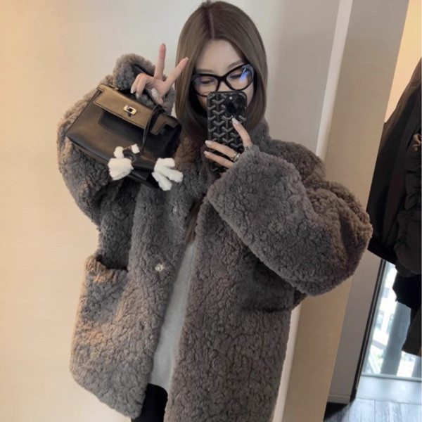 ALORA 立領皮毛一體長款外套 