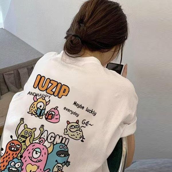 ALORA 彩色小怪獸印花短T 