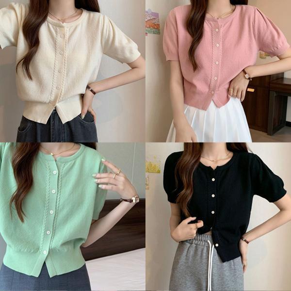 ALORA 麻花小設計開襟針織上衣 