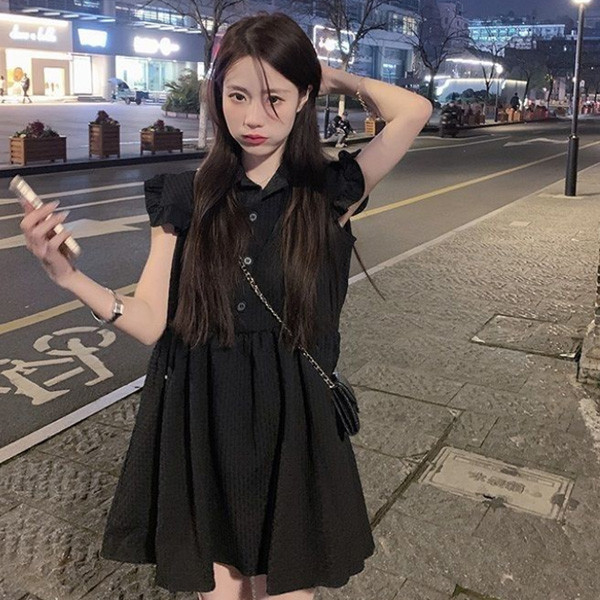 ALORA 法式收腰小黑裙洋裝 