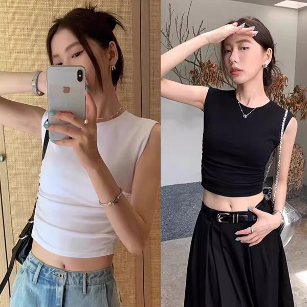 ALORA 薄款無袖抓皺罩杯背心 