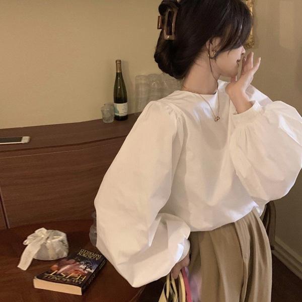 ALORA 優雅圓領大燈籠袖上衣 