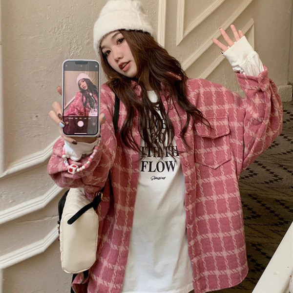 ALORA 經典千鳥紋設計襯衫 