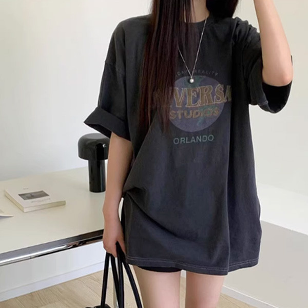 ALORA 洗舊地球圖案大版短T 