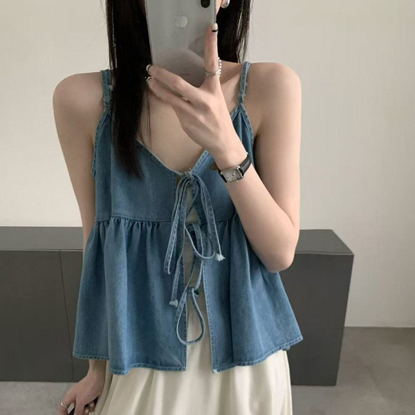 ALORA 雙綁帶兩面穿牛仔背心 