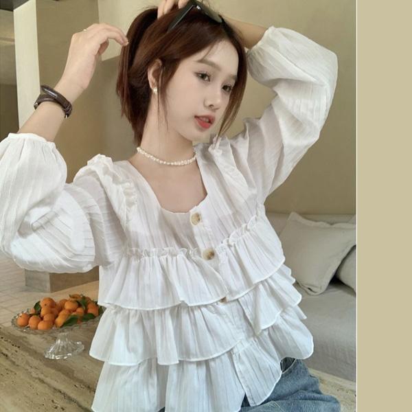 ALORA 排釦層層蛋糕上衣 