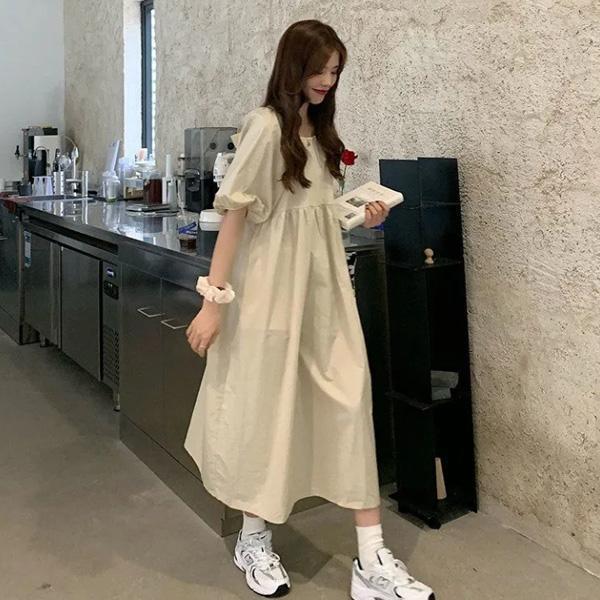 ALORA 背後蝴蝶結綁帶寬鬆洋裝 