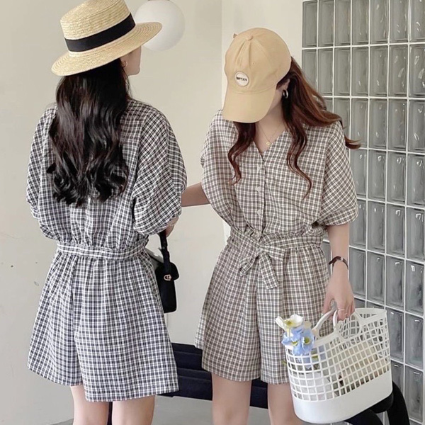 ALORA 格子綁腰兩件式套裝 